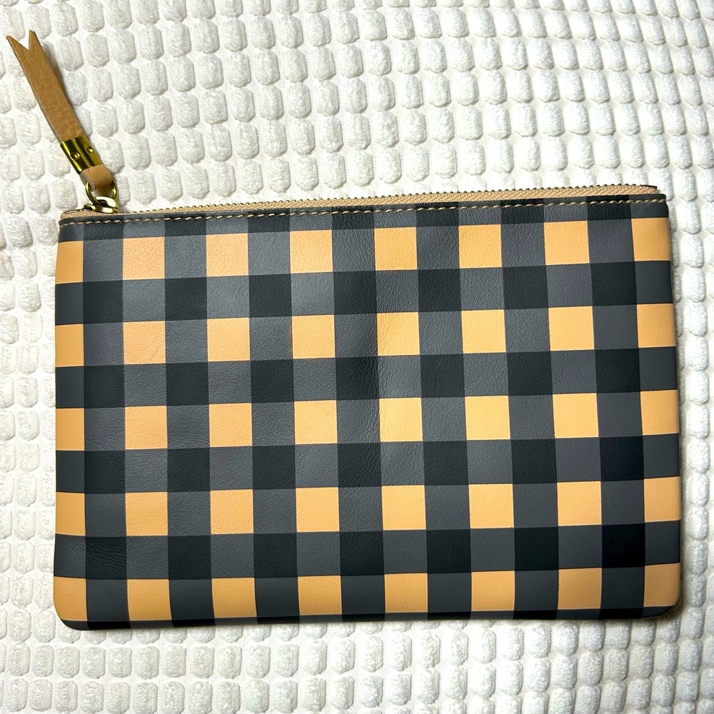 Madewell Gingham Edition True Black Multi Leather Storage Pouch Clutch
